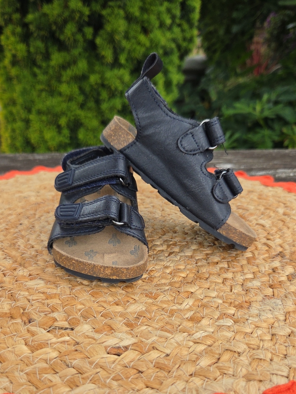 Joe Fresh Black Leather Double-Strap Kids Sandals